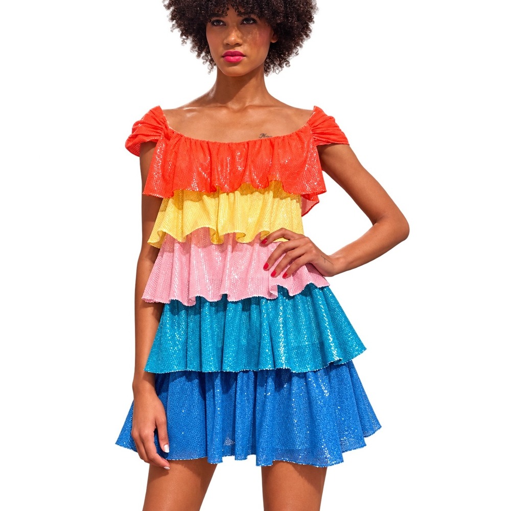 Olivia Rubin Womens Clarissa Sequin Mini Dress Size 2 (XS) Rainbow Disco Party